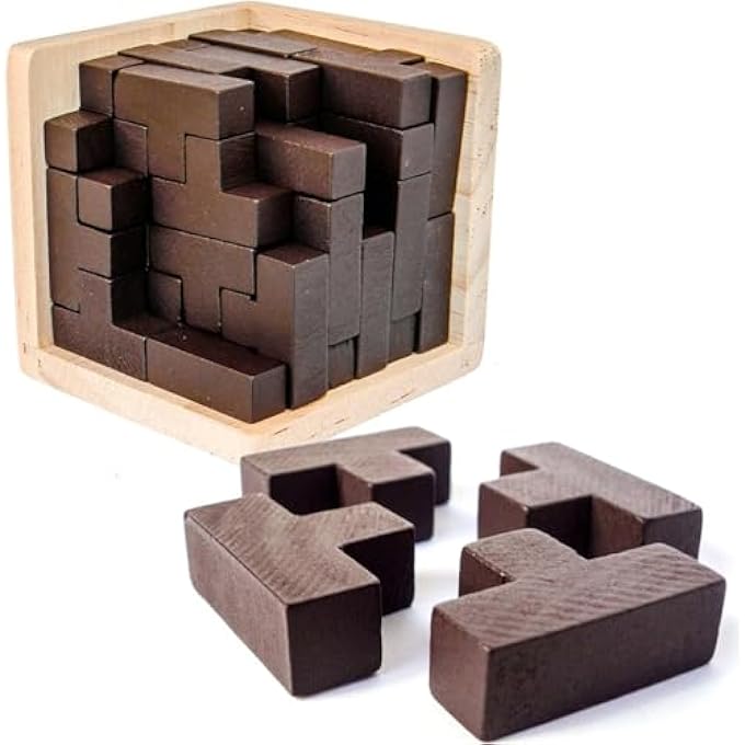 3D WOODEN BRAIN PUZZLE, STRESS REDUCING BLOCK TOYS, CLASSICAL BLOCK KONGMING LOCK, CHILDREN AND ADULTS INTELLECTUAL TOYS - Image 1